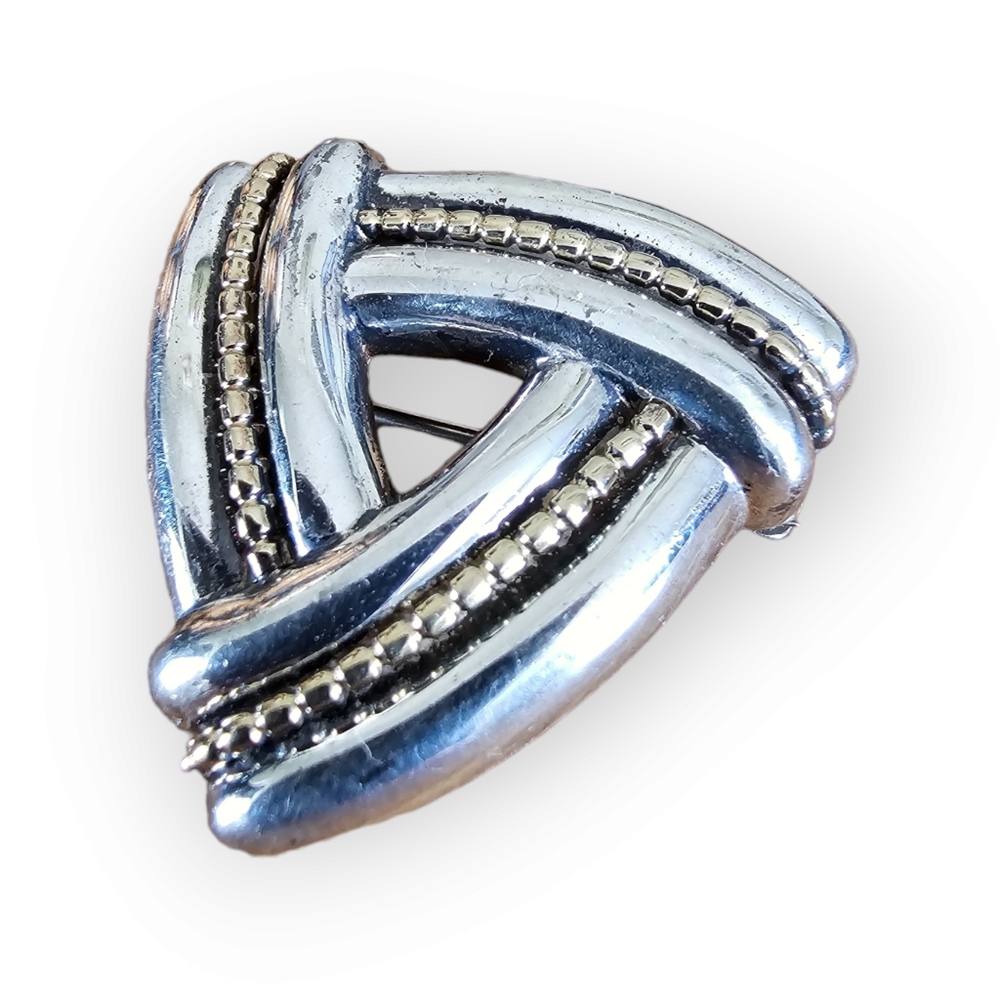 Rare Vintage Birks sterling‎ silver and 18k gold brooch